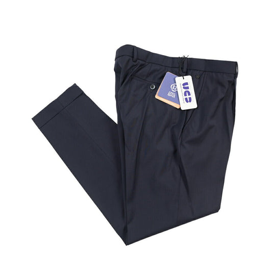 SALE｜GTA “RICCARDO” ヴァージンウール100% ウエストバンド付きワンタックスラックス / SLIM FIT ネイビー 46 | GUARDAROBA MILANO OFFICIAL STORE