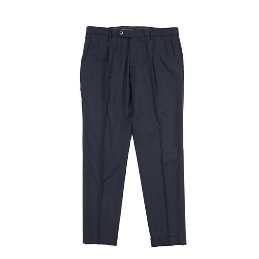 SALE｜GTA “RICCARDO” ヴァージンウール100% ウエストバンド付きワンタックスラックス / SLIM FIT ネイビー 46 | GUARDAROBA MILANO OFFICIAL STORE