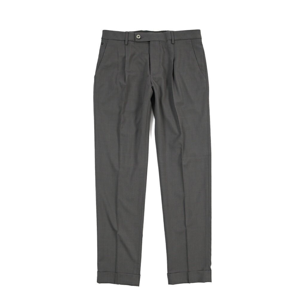 SALE｜GTA “RICCARDO” ビスコース混ウール ウエストバンド付きワンタックスラックス / SLIM FIT ダークグレー 48 | GUARDAROBA MILANO OFFICIAL STORE