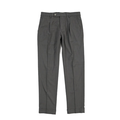 SALE｜GTA “RICCARDO” ビスコース混ウール ウエストバンド付きワンタックスラックス / SLIM FIT ダークグレー 48 | GUARDAROBA MILANO OFFICIAL STORE