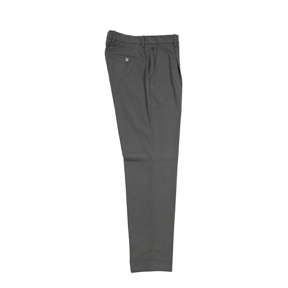 SALE｜GTA “RICCARDO” ビスコース混ウール ウエストバンド付きワンタックスラックス / SLIM FIT ダークグレー 48 | GUARDAROBA MILANO OFFICIAL STORE