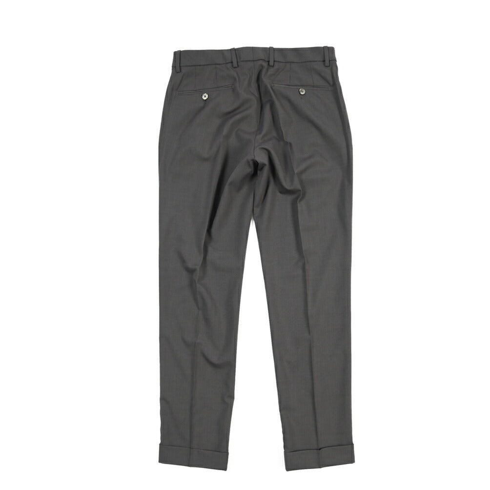 SALE｜GTA “RICCARDO” ビスコース混ウール ウエストバンド付きワンタックスラックス / SLIM FIT ダークグレー 48 | GUARDAROBA MILANO OFFICIAL STORE