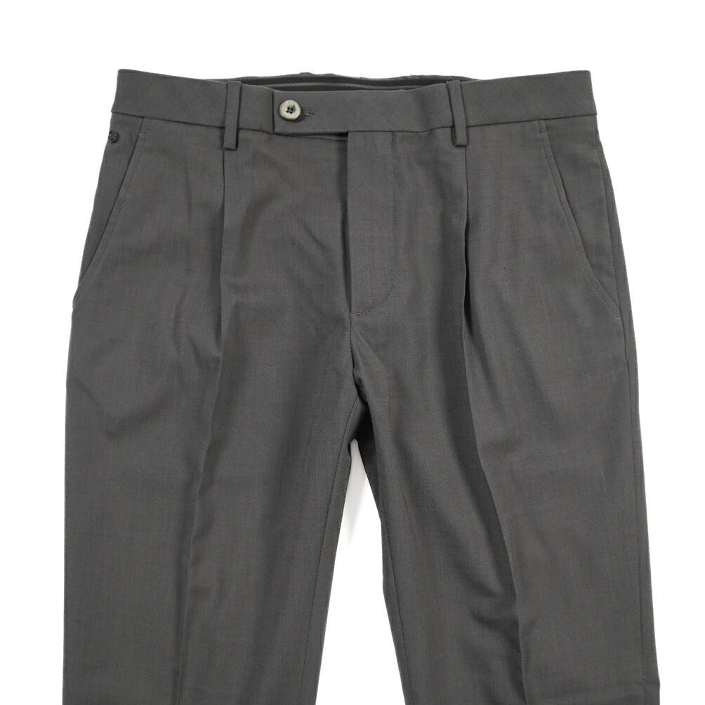 SALE｜GTA “RICCARDO” ビスコース混ウール ウエストバンド付きワンタックスラックス / SLIM FIT ダークグレー 48 | GUARDAROBA MILANO OFFICIAL STORE