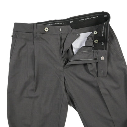 SALE｜GTA “RICCARDO” ビスコース混ウール ウエストバンド付きワンタックスラックス / SLIM FIT ダークグレー 48 | GUARDAROBA MILANO OFFICIAL STORE