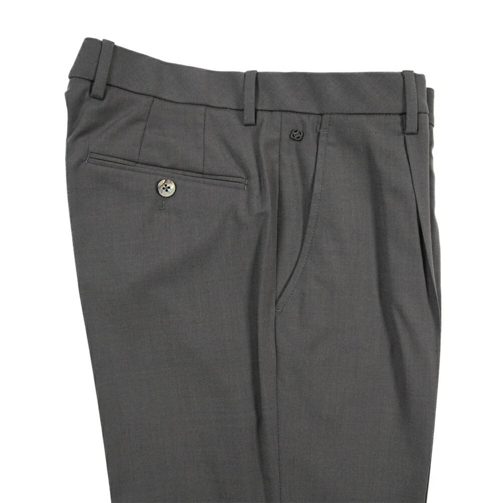 SALE｜GTA “RICCARDO” ビスコース混ウール ウエストバンド付きワンタックスラックス / SLIM FIT ダークグレー 48 | GUARDAROBA MILANO OFFICIAL STORE
