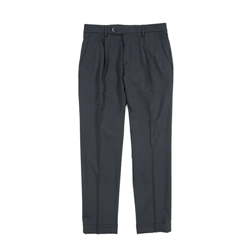 SALE｜GTA “RICCARDO” ビスコース混ウール ワンタックスラックス / SLIM FIT ネイビー 46 | GUARDAROBA MILANO OFFICIAL STORE