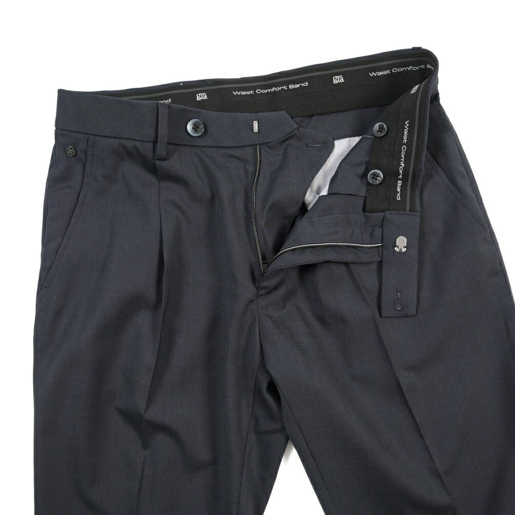SALE｜GTA “RICCARDO” ビスコース混ウール ワンタックスラックス / SLIM FIT ネイビー 46 | GUARDAROBA MILANO OFFICIAL STORE