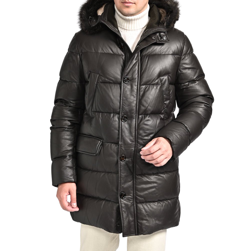 SALE｜MOORER "BARBIERI - PE" ファーフード付きダウンレザーコート｜420382 - 46｜GUARDAROBA MILANO OFFICIAL STORE