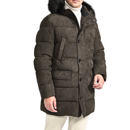 SALE｜MOORER "BARBIERI - UR" スエードレザー ファーフード付きダウンコート｜420418｜GUARDAROBA MILANO OFFICIAL STORE