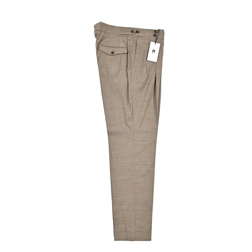 SALE｜PT TORINO "GENTLEMAN FIT" ストレッチウール ツータックベルトレススラックス｜423365｜GUARDAROBA MILANO OFFICIAL STORE