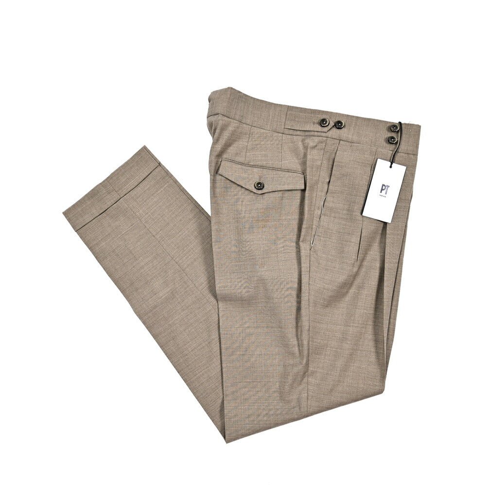 SALE｜PT TORINO "GENTLEMAN FIT" ストレッチウール ツータックベルトレススラックス｜423365｜GUARDAROBA MILANO OFFICIAL STORE