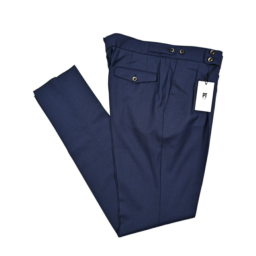 SALE｜PT TORINO "GENTLEMAN FIT" SUPER 100's ヴァージンウール 100% ツータックベルトレススラックス｜423128 - 54｜GUARDAROBA MILANO OFFICIAL STORE