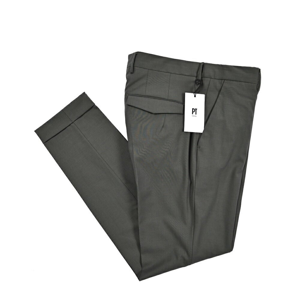 SALE｜PT TORINO "MASTER FIT" ストレッチウール ノータックテーパードスラックス｜423754 - 46｜GUARDAROBA MILANO OFFICIAL STORE