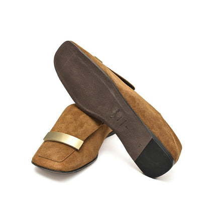 SALE｜Sergio Rossi sr1 Slippers スエードレザー スクエアトゥローファー｜GUARDAROBA MILANO OFFICIAL STORE