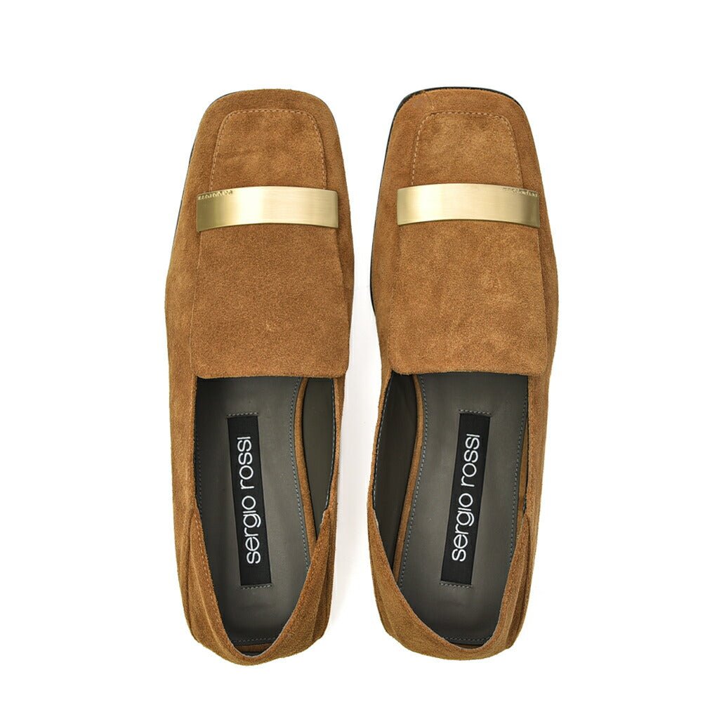 SALE｜Sergio Rossi sr1 Slippers スエードレザー スクエアトゥローファー｜GUARDAROBA MILANO OFFICIAL STORE