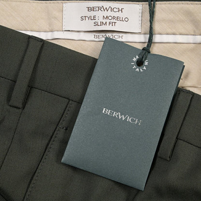 SUMMER SALE｜26SS BERWICH “MORELLO” ストレッチウール ノータックスラックス カーキグリーン(army) 44 | GUARDAROBA MILANO OFFICIAL STORE