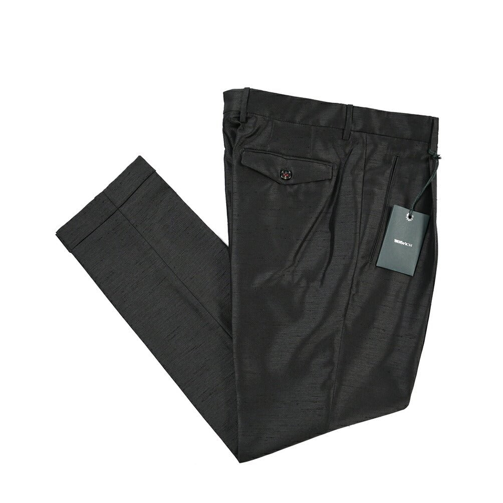 SUMMER SALE｜26SS BERWICH “RETRO THECA 1P” ポリエステル100% ワンタックスラックス ブラック(black) 44 | GUARDAROBA MILANO OFFICIAL STORE