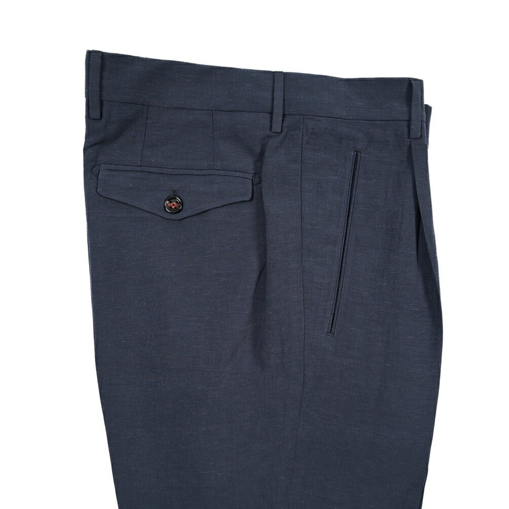 SUMMER SALE｜26SS BERWICH “RETRO THECA 1P” リネン混 ワンタックスラックス ネイビー(navy) 44 | GUARDAROBA MILANO OFFICIAL STORE