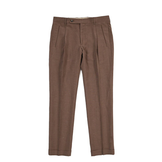 SUMMER SALE｜26SS BERWICH “RETRO THECA 1P” リネン混 ワンタックスラックス ブラウン(brown) 44 | GUARDAROBA MILANO OFFICIAL STORE