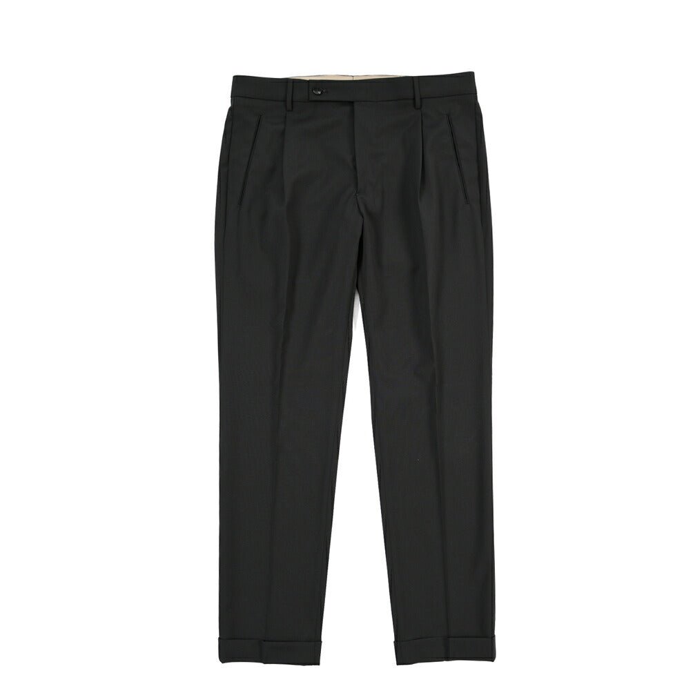 SUMMER SALE｜26SS BERWICH “RETRO THECA 1P” ストレッチウール ワンタックスラックス ブラック(black) 46 | GUARDAROBA MILANO OFFICIAL STORE