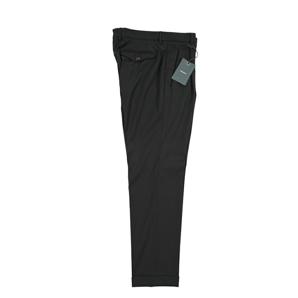 SUMMER SALE｜26SS BERWICH “RETRO THECA 1P” ストレッチウール ワンタックスラックス ブラック(black) 46 | GUARDAROBA MILANO OFFICIAL STORE