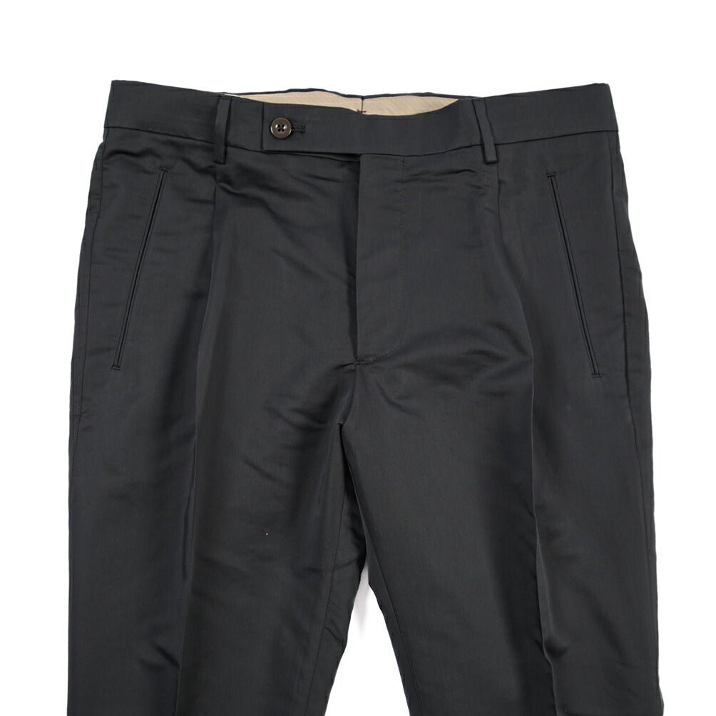 SUMMER SALE｜26SS BERWICH “RETRO THECA 1P” シルク混コットン ワンタックスラックス ブラック(black) 44 | GUARDAROBA MILANO OFFICIAL STORE