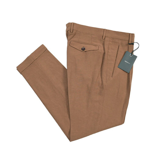 SUMMER SALE｜26SS BERWICH “RETRO THECA 1P” リネン混 ワンタックスラックス ブラウン(tobacco) 44 | GUARDAROBA MILANO OFFICIAL STORE