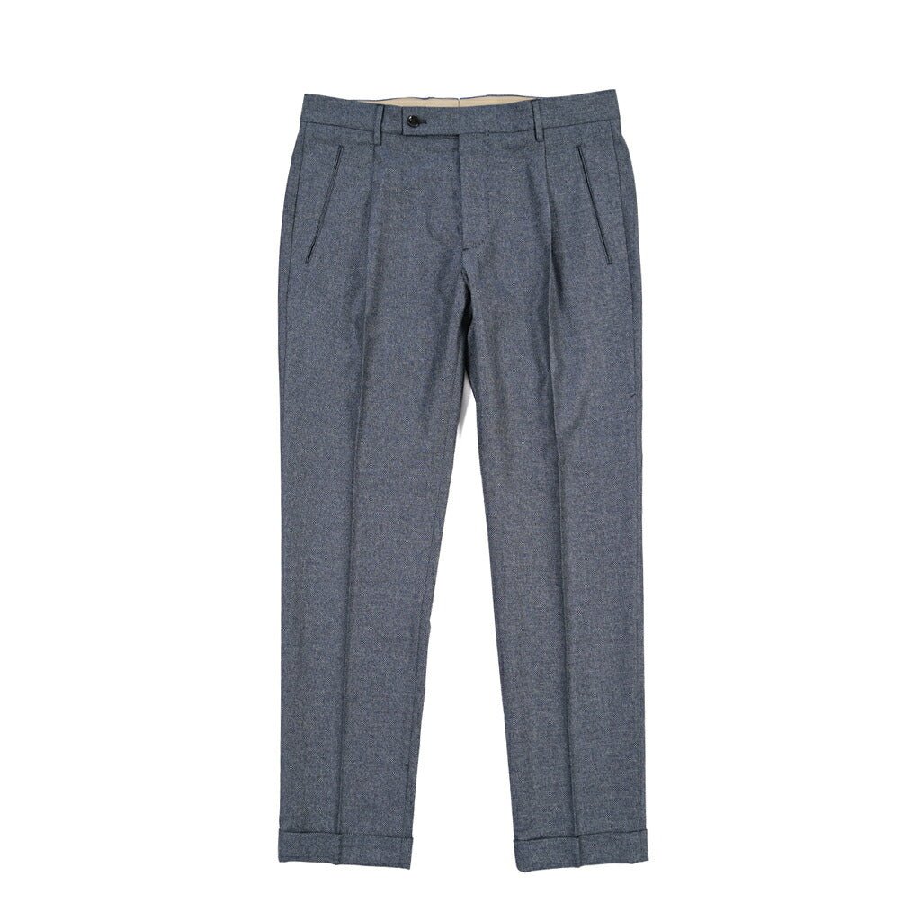 SUMMER SALE｜26SS BERWICH “RETRO THECA 1P” コットン混ウール ワンタックパンツ ブルーグレー(blue) 44 | GUARDAROBA MILANO OFFICIAL STORE