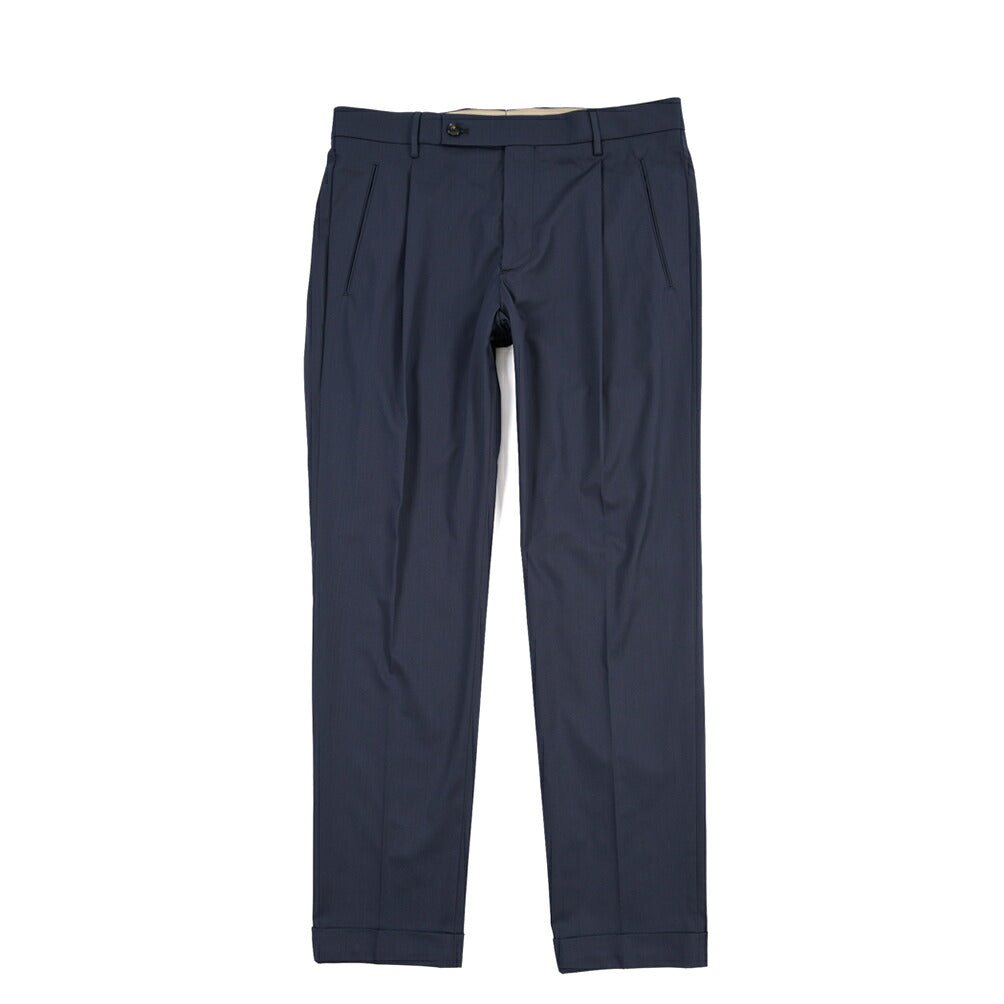 SUMMER SALE｜26SS BERWICH “RETRO THECA 1P” ストレッチコットン ワンタックパンツ ネイビー(BLUE) 44 | GUARDAROBA MILANO OFFICIAL STORE