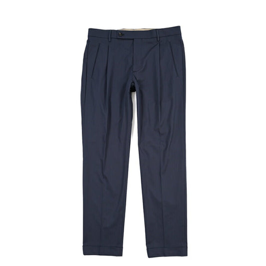 SUMMER SALE｜26SS BERWICH “RETRO THECA 1P” ストレッチコットン ワンタックパンツ ネイビー(BLUE) 44 | GUARDAROBA MILANO OFFICIAL STORE