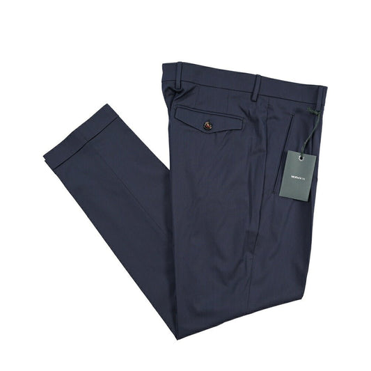 SUMMER SALE｜26SS BERWICH “RETRO THECA 1P” ストレッチコットン ワンタックパンツ ネイビー(BLUE) 44 | GUARDAROBA MILANO OFFICIAL STORE