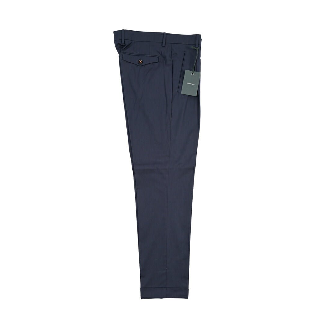 SUMMER SALE｜26SS BERWICH “RETRO THECA 1P” ストレッチコットン ワンタックパンツ ネイビー(BLUE) 44 | GUARDAROBA MILANO OFFICIAL STORE