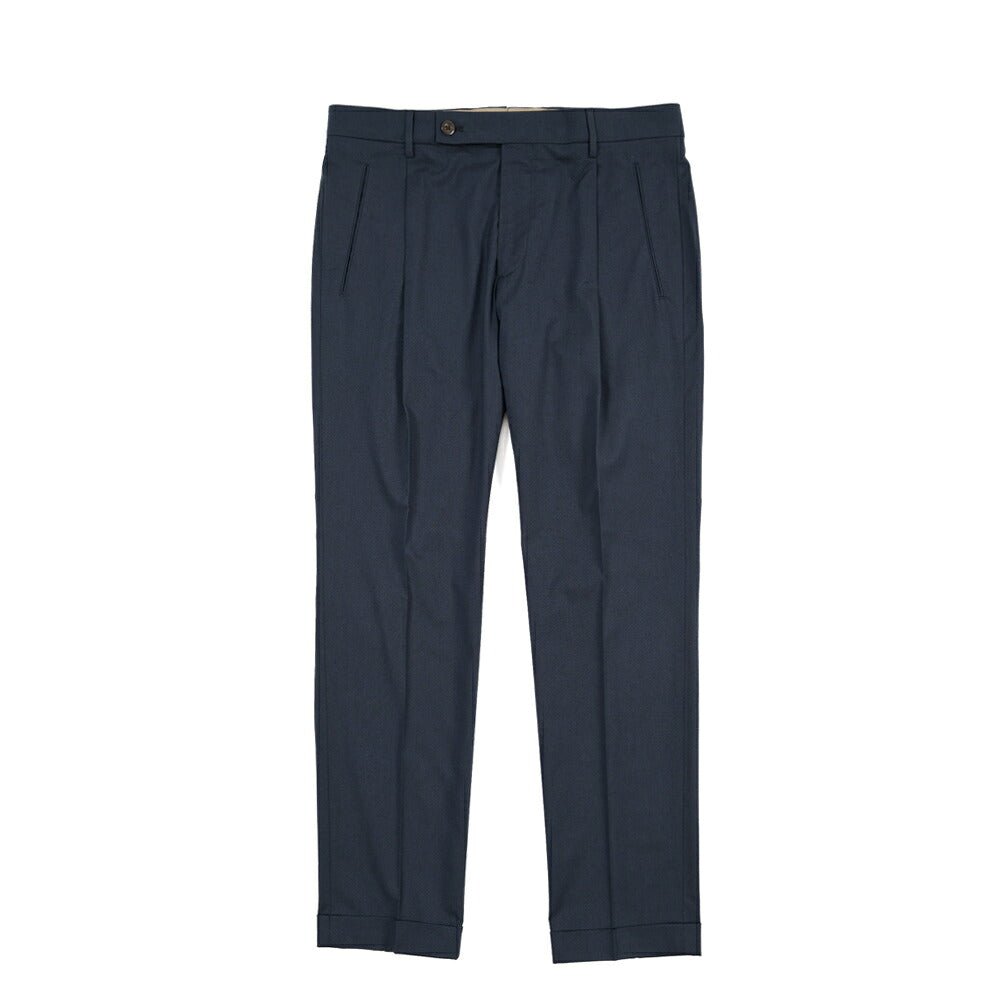 SUMMER SALE｜26SS BERWICH “RETRO THECA 1P” ストレッチコットン ワンタックパンツ ネイビー(navy) 44 | GUARDAROBA MILANO OFFICIAL STORE