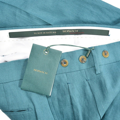 SUMMER SALE｜BERWICH “BARBER” リネン100% ツータックスラックス グリーン(gem green) 46 | GUARDAROBA MILANO OFFICIAL STORE