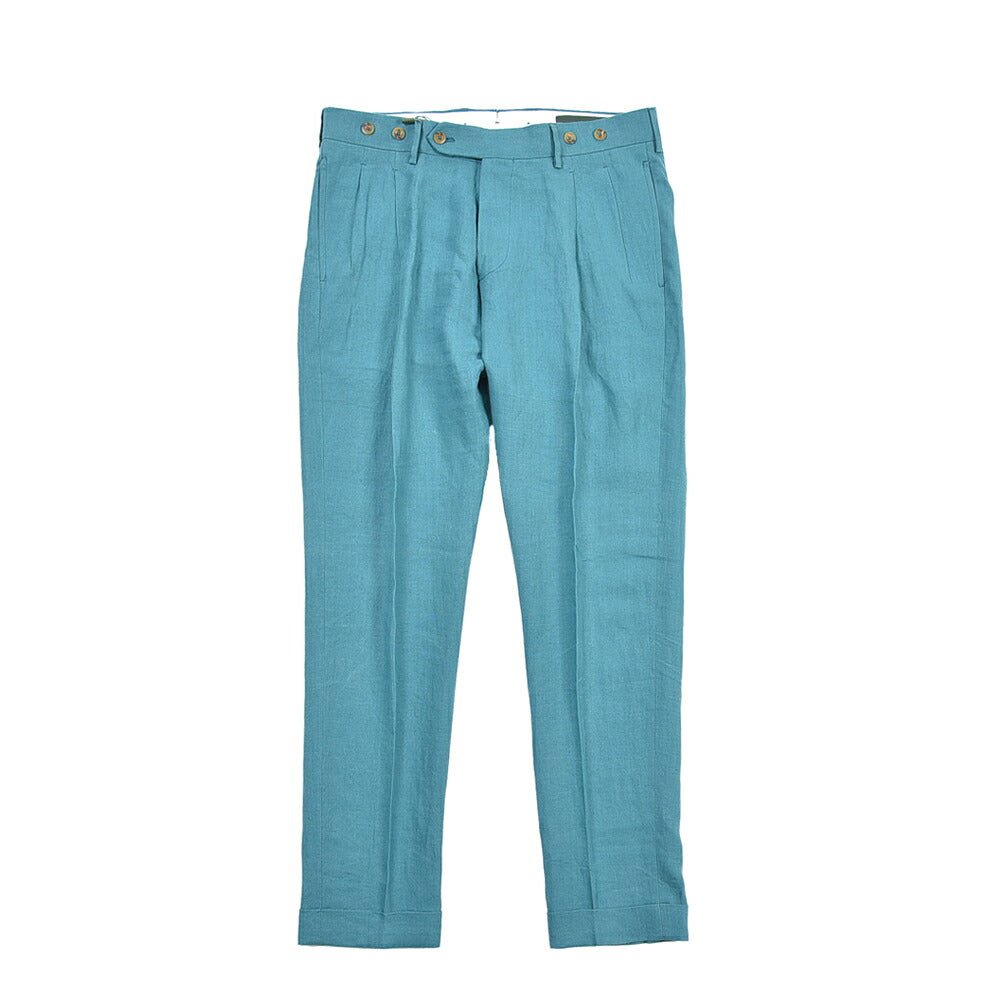 SUMMER SALE｜BERWICH “BARBER” リネン100% ツータックスラックス グリーン(gem green) 46 | GUARDAROBA MILANO OFFICIAL STORE