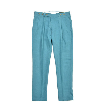 SUMMER SALE｜BERWICH “BARBER” リネン100% ツータックスラックス グリーン(gem green) 46 | GUARDAROBA MILANO OFFICIAL STORE