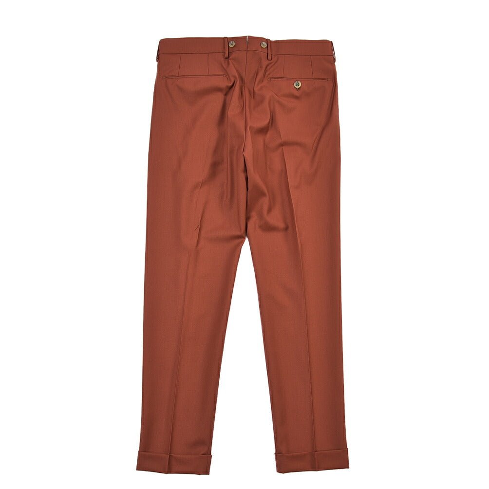 SUMMER SALE｜BERWICH “BARBER” ウール100% ツータックスラックス / CANONICO製生地 レッド(fired brown) 46 | GUARDAROBA MILANO OFFICIAL STORE