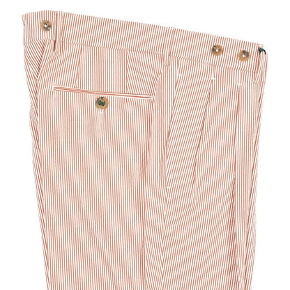 SUMMER SALE｜BERWICH “BARBER” シアサッカー ツータックパンツ レッド(rust) 46 | GUARDAROBA MILANO OFFICIAL STORE