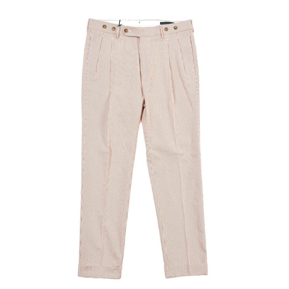 SUMMER SALE｜BERWICH “BARBER” シアサッカー ツータックパンツ レッド(rust) 46 | GUARDAROBA MILANO OFFICIAL STORE