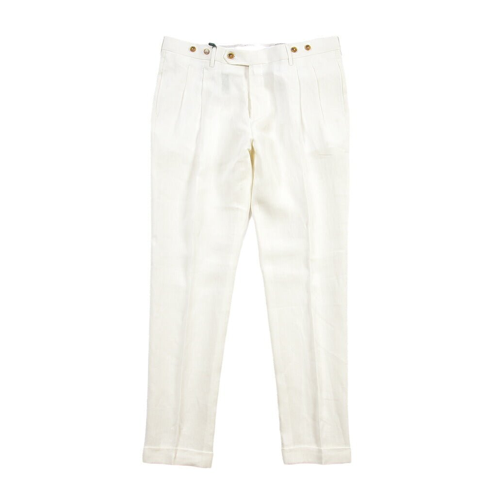 SUMMER SALE｜BERWICH “BARBER LONG” リネン100% ツータックスラックス ホワイト(white) 52 | GUARDAROBA MILANO OFFICIAL STORE