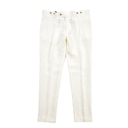 SUMMER SALE｜BERWICH “BARBER LONG” リネン100% ツータックスラックス ホワイト(white) 52 | GUARDAROBA MILANO OFFICIAL STORE