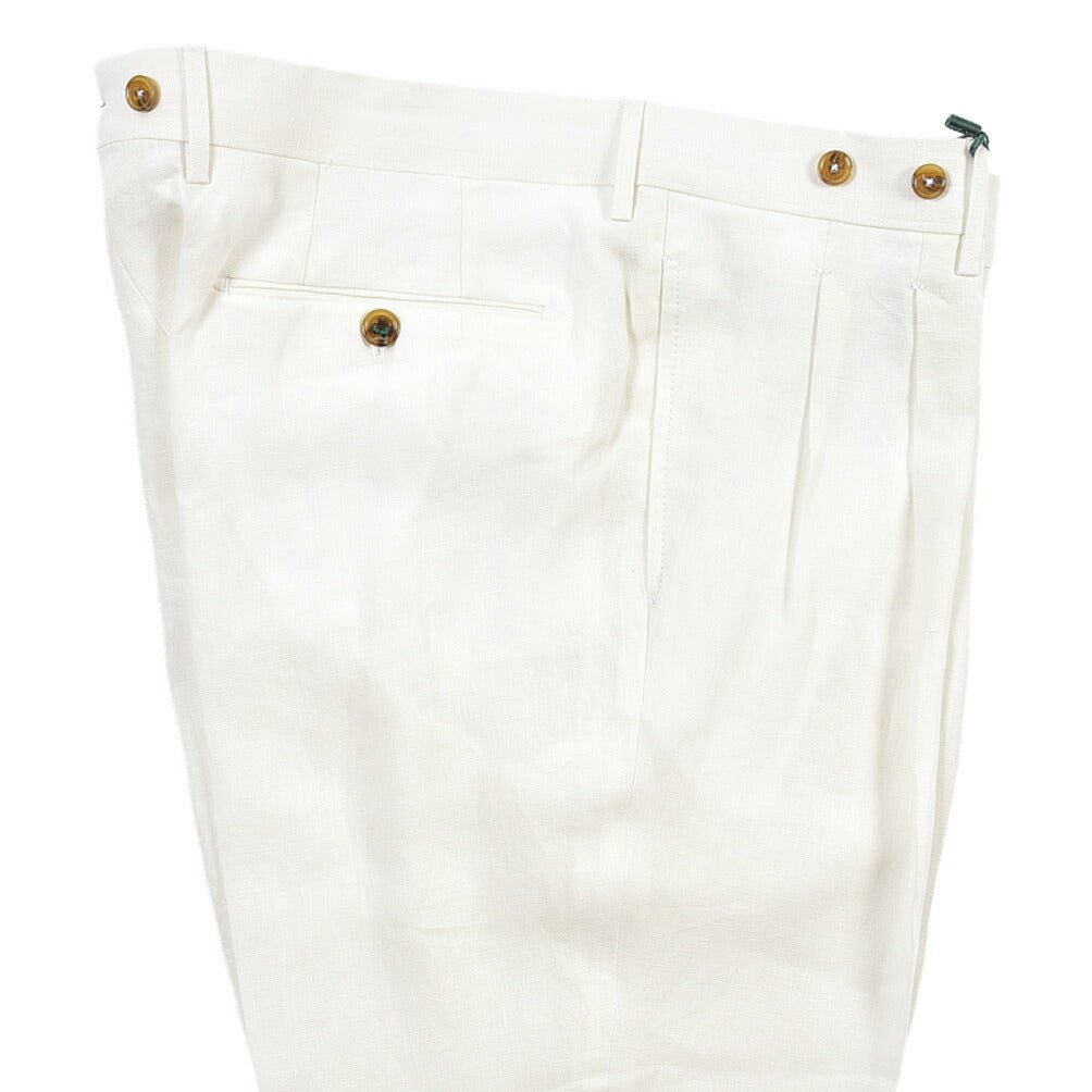 SUMMER SALE｜BERWICH “BARBER LONG” リネン100% ツータックスラックス ホワイト(white) 52 | GUARDAROBA MILANO OFFICIAL STORE