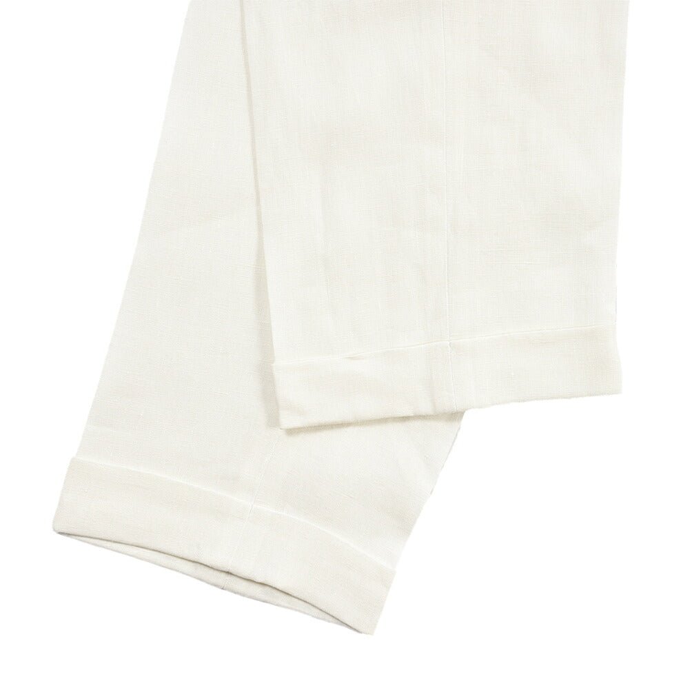 SUMMER SALE｜BERWICH “BARBER LONG” リネン100% ツータックスラックス ホワイト(white) 52 | GUARDAROBA MILANO OFFICIAL STORE