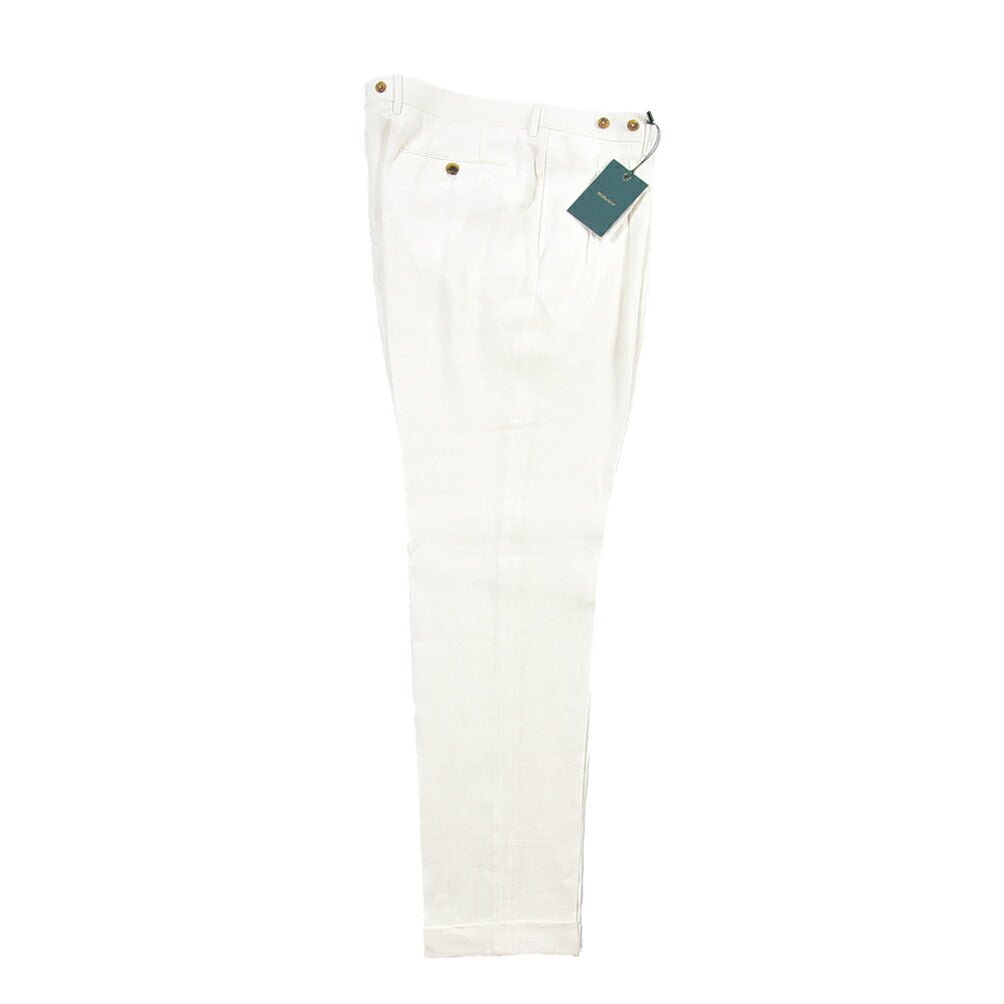 SUMMER SALE｜BERWICH “BARBER LONG” リネン100% ツータックスラックス ホワイト(white) 52 | GUARDAROBA MILANO OFFICIAL STORE