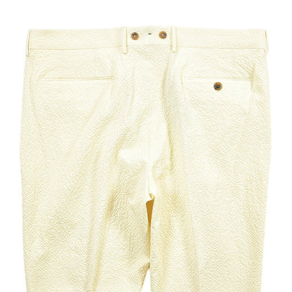 SUMMER SALE｜BERWICH “BARBER LONG” ストレッチコットン シアサッカー ツータックパンツ イエロー(chalk) 54 | GUARDAROBA MILANO OFFICIAL STORE