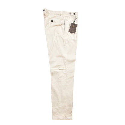 SUMMER SALE｜BERWICH “BARBER LONG-GD” ストレッチコットン ツータックチノパンツ オフホワイト(latte802) 50 | GUARDAROBA MILANO OFFICIAL STORE