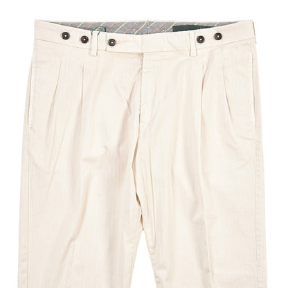 SUMMER SALE｜BERWICH “BARBER LONG-GD” ストレッチコットン ツータックチノパンツ オフホワイト(latte802) 50 | GUARDAROBA MILANO OFFICIAL STORE