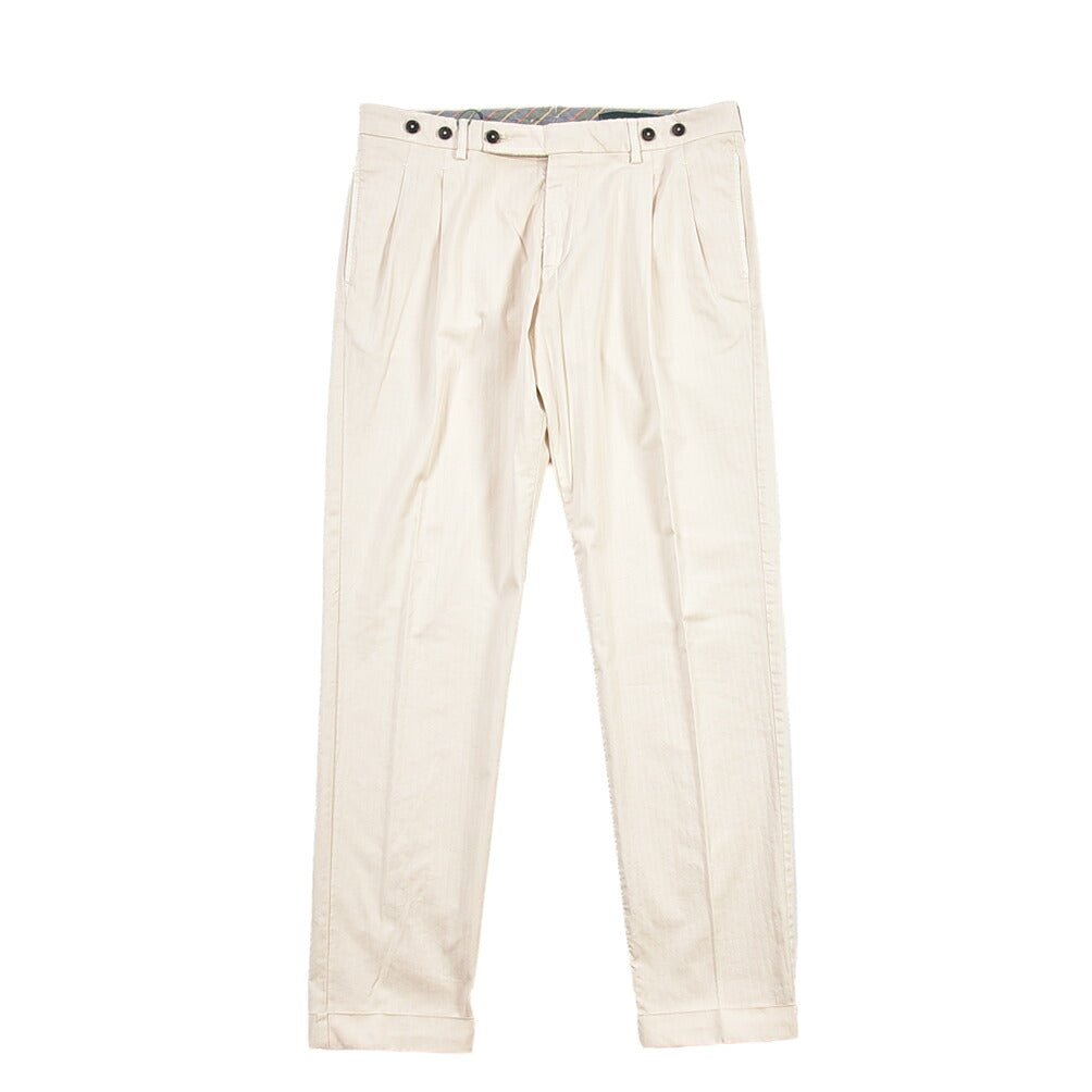 SUMMER SALE｜BERWICH “BARBER LONG-GD” ストレッチコットン ツータックチノパンツ オフホワイト(latte802) 50 | GUARDAROBA MILANO OFFICIAL STORE