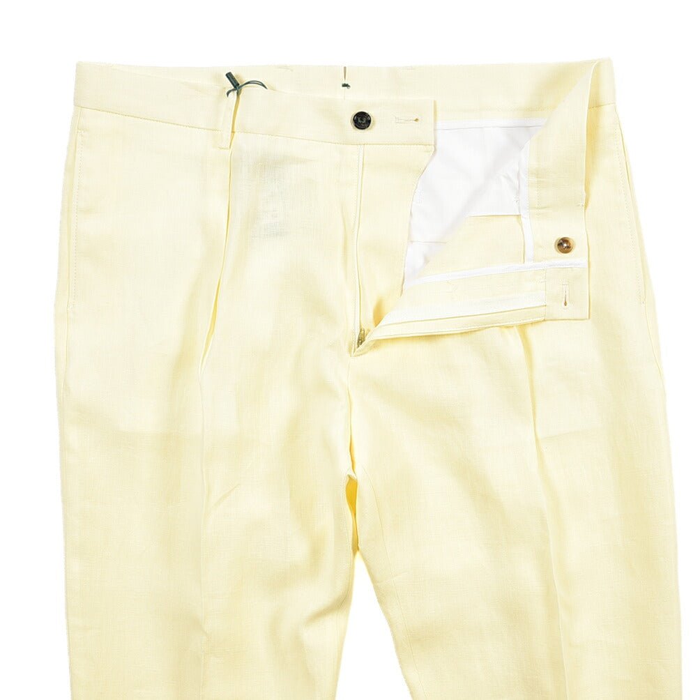 SUMMER SALE｜BERWICH “CHIAIA” リネン100% ワンタックスラックス イエロー(oyster) 54 | GUARDAROBA MILANO OFFICIAL STORE