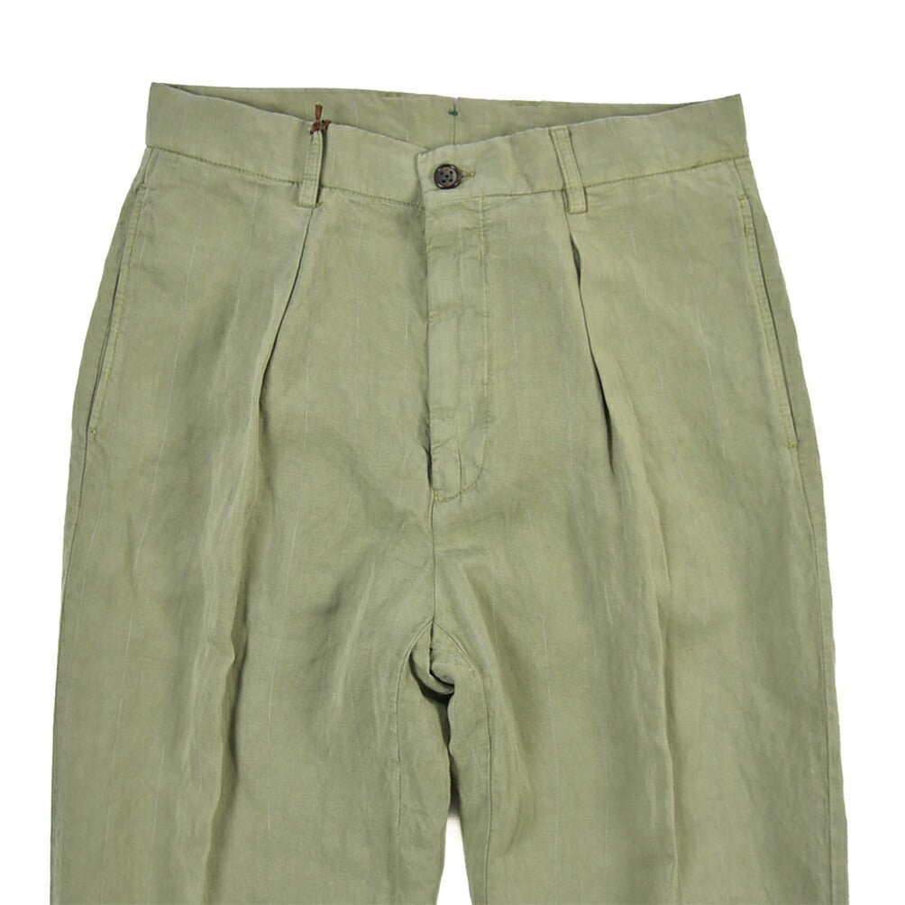 SUMMER SALE｜BERWICH “CHIAIA-GD” リネン混 ワンタックスラックス カーキグリーン(verde296) 44 | GUARDAROBA MILANO OFFICIAL STORE